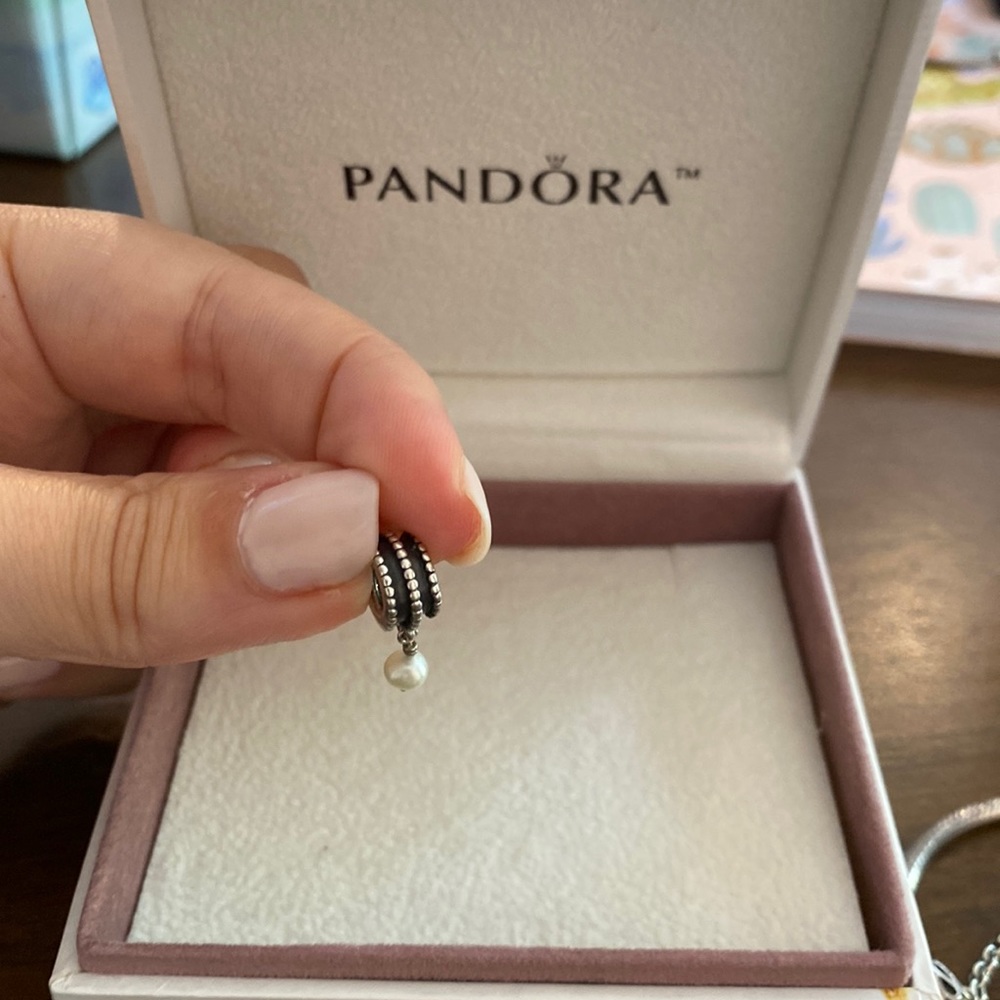 Authentic Pandora Beveled June Pearl Dangle Birthstone Charm Retired